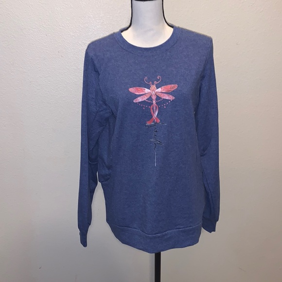Blue dragonfly Faith pullover sweatshirt - Picture 1 of 7